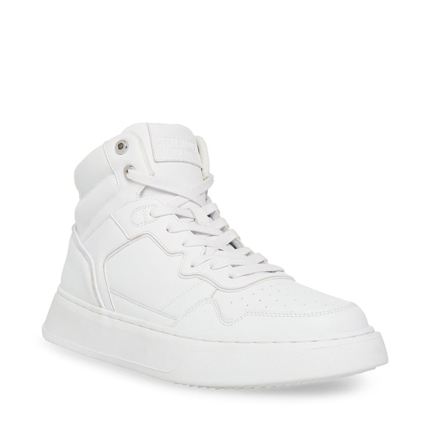 White Steve Madden Jordee Leather Men's Sneakers | PH 6753GEP